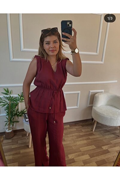Butik Bordo ikili takım