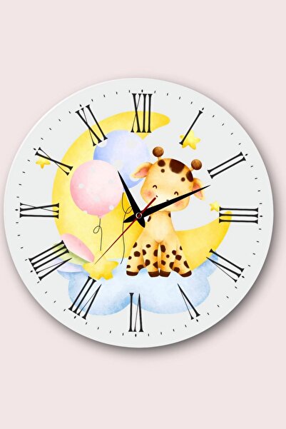 byMelekoğlu Children's Room Wall Clock Design Mdf Uv Printing 40Mçocuk-01-A2