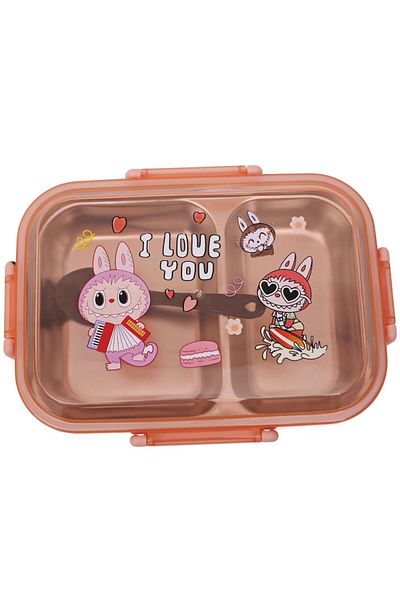 DNS Children's lunch box, with 2 compartments, stainless steel, 700 ml, pink BY2014/2