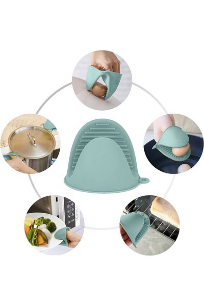 awwaline Set 2 oven mitts from silicone, awwaline, green, 10 x 8 cm