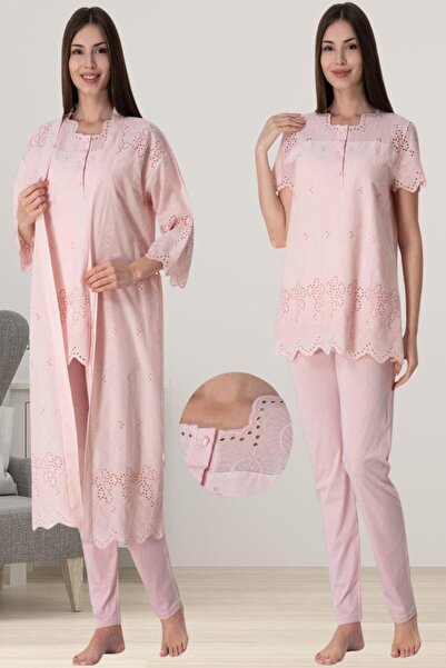 ByLohusa طقم بيجامة للحوامل ذو شكل صدفي من إيفورت مع ثوب حمام