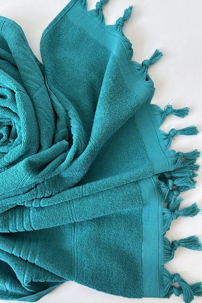 Sevim 100% Cotton Towel Peshtemal 90X170Cm - Beach & Pool Towel - Cyan