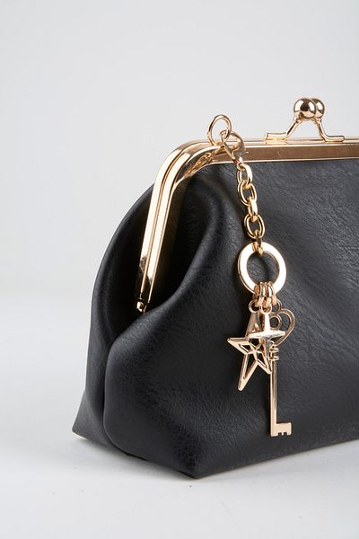 Vivaq Women's Black Key Charm Gift Scholarship Closure Lined Handbag and Shoulder Bag