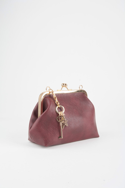 Vivaq Women's Burgundy Key Charm Gift Scholarship Closure Lined Handbag and Shoulder Bag