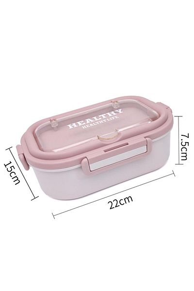 DNS Stainless steel children's casserole with handle, 2 compartments, leak-proof lunch box 900 ml, pink HM5856