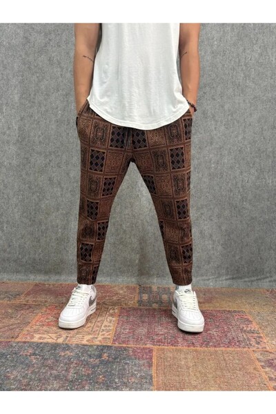 FıttingRoom Patterned Baggy Trousers with Elastic Waist