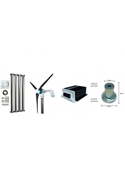 Set Air Speed 500W /24V Rüzgar Türbini + Hibrit Şarj Kontrol Cihazı + Direk Seti iSTA-BREEZE