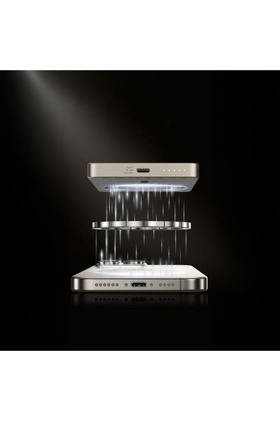 Recci RPB-W36 Ultra İnce PD 20W Hızlı Şarj Özellikli Wireless Powerbank 15W 10000mAh Gold