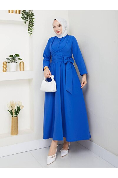 Giza Giyim Γυναικείο φόρεμα χιτζάμπ με κουμπιά με σταθερή ζώνη με κουμπιά