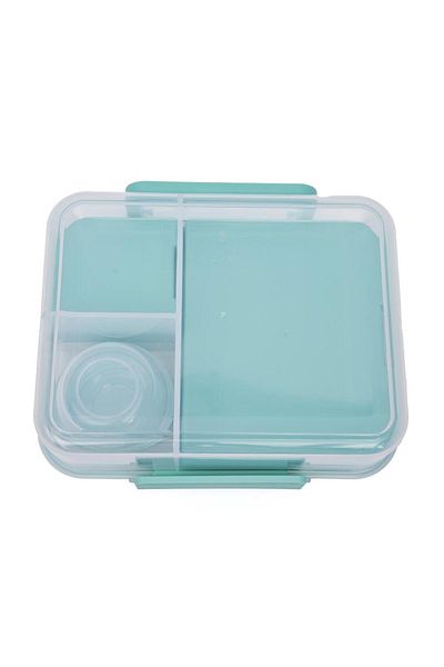 DNS Large plastic children's lunch box, 3 compartments, sealed lid attached to the box, 1650 ml green 6521