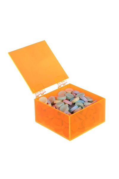 Lamsit Ibdaa Acrylic Box - Fluorescent Box with Hinges - Jewelry & Collectibles (10x10x5 cm,Orange)