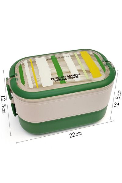 DNS Double compartment lunch box for children, for school, 2020 ml, green ML-6807