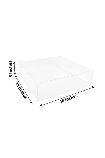 Lamsit Ibdaa Acrylic Cake Box Stand, 18x18x5 in, Clear, Mirror Finish