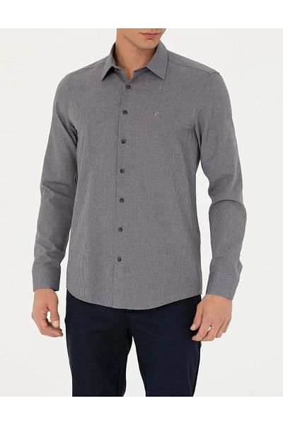 Pierre Cardin Anthracite Slim Fit Long Sleeve Shirt