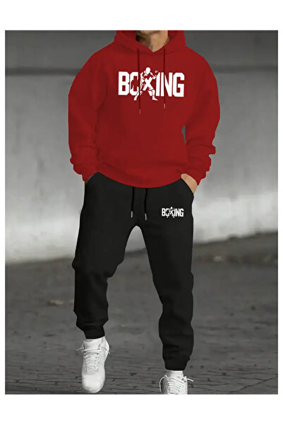 GBRO Boxing Bottom and Top Set 3 Thread Hooded Oversize Sweatshirt