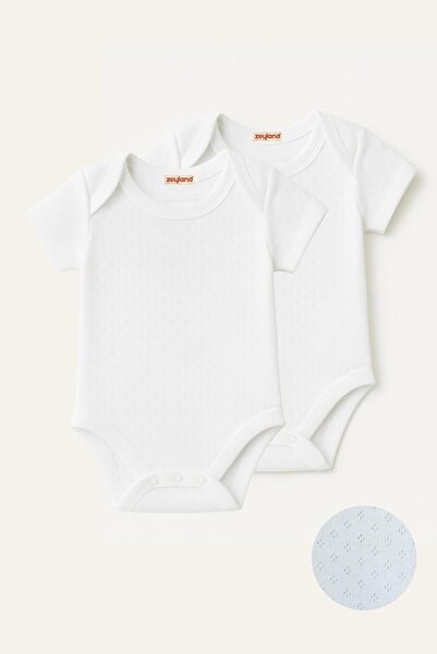 Zeyland Unisex Bebek İkili Kısa Kol Body - Beyaz
