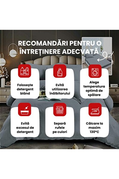 PATONE Damask Polycotton Bed Linen, 6 pieces, fitted sheet, light gray