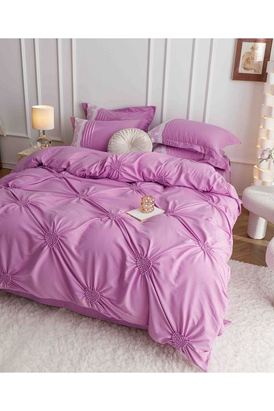 FIONNA.RO Finet Bed Linen With Embroidered Hearts - Purple