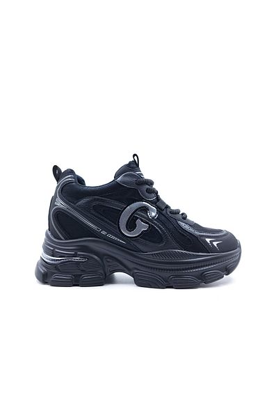 Guja Hidden Heel Women's Black Sneaker Sports Shoes