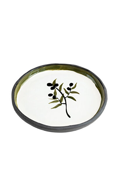 Hayal Bahçe'den Zeytin Desenli Seramik Sunum Tabağı - Orta Boy 18 cm