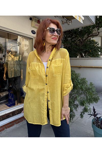 DenizEge Mesh Hooded Shirt/Jacket Yellow