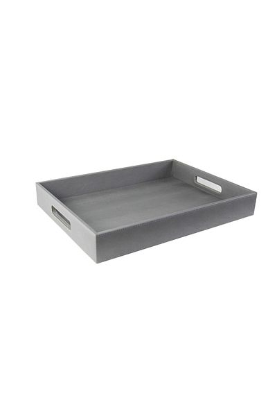 Lamsit Ibdaa Leather Tray Organizer, Desk Storage, Mobile, Wallet, Watch, Grey