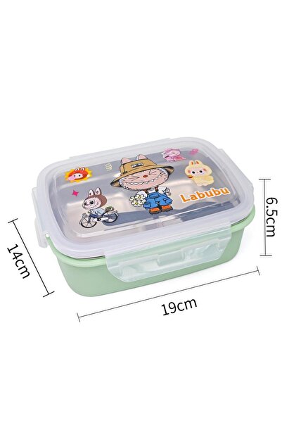 DNS Lunch box inox, 2 compartimente, caserola pentru pranz si gustare, 600ml,...