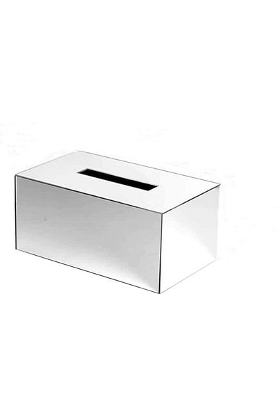 Lamsit Ibdaa Acrylic Tissue Box, Rectangle 25x13x9 cm, Silver Mirror
