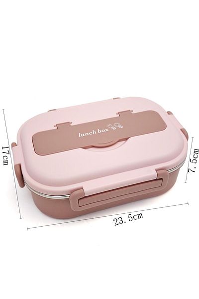 DNS Children's school pack compartmentalized casserole, 3 compartments, stainless steel, 1000 ml, pink SK6632-3