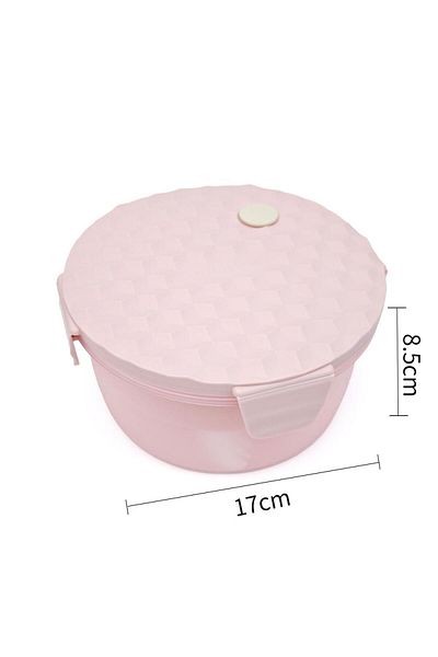 DNS Transparent round casserole, for school and children's snacks, pink XJ-8449