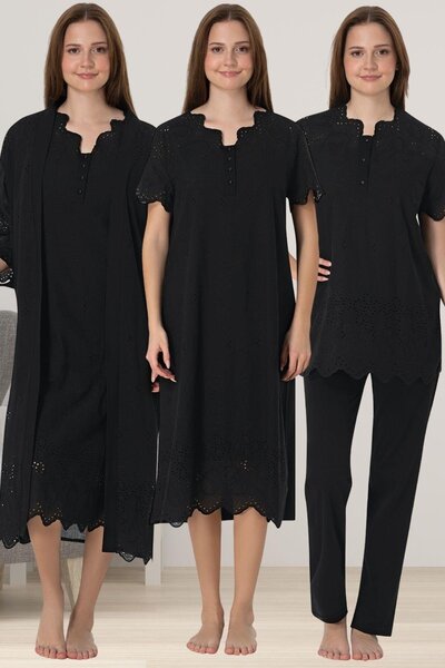 ByLohusa Effortt Black Scalloped Maternity Maternity Set