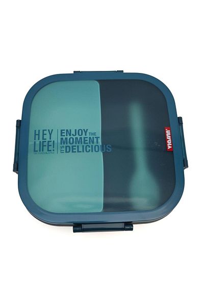 DNS Lunch box set 1100 ml and sports bottle 700 ml, for school and outdoor, navy blue A359a