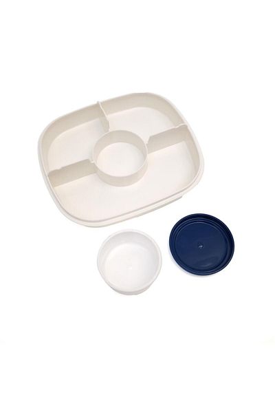 DNS Children's bento box, transparent lid, 2 layers, compartment, 1600 ml, navy blue 6268