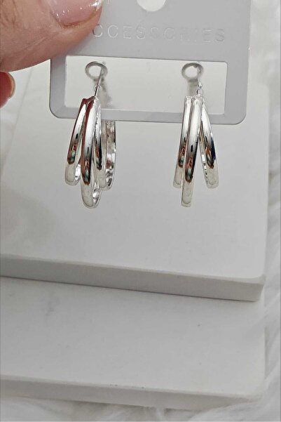 KYOLA DESİGN 3-Piece Ring Silver Color Women's Earrings