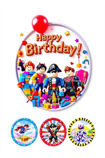 telaşe memuru طباعة كعكة روبلوكس لتزيين الكيك ونموذج ورق صالح للأكل 5