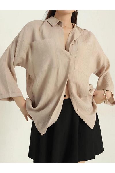 Azda Double Pocket Striped Linen Women's Shirt Md:070