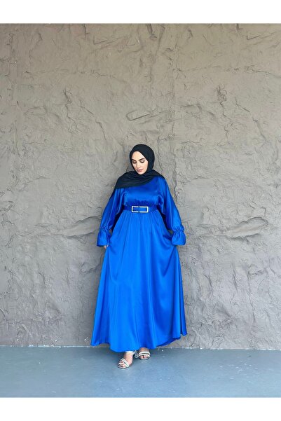 She Olive Φόρεμα ειδικής περίστασης για γυναίκες από σατέν τζιν Zara μπλε κοβαλτίου μπλε