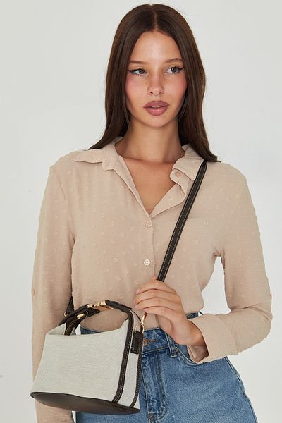 MODA Ravella Brown Canvas Metal Buckle Women's Hand, Arm and Shoulder Bag