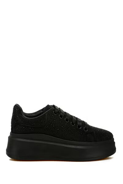 london Rag Women Rhinestones Embellished Chunky Sneakers in Black