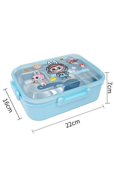 DNS Cutie pranz copii, cu 2 compartimente, inox, 700 ml, albastru BY2014/2