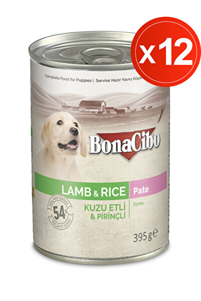 BonaCibo Ezme Kuzu Etli Yaş Yavru Köpek Maması, 395 Gr x 12 Adet, Tüm Irklar ...