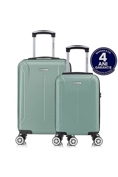 Quasar & Co. Set 2 trolere 40x30x20cm roti detasabile/55x36x20cm, troller bagaj mana, 4 roti, ABS,Smart, turcoaz