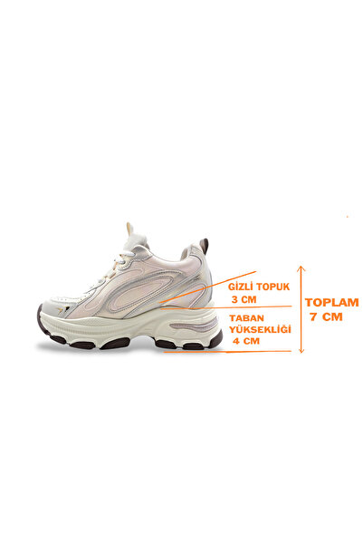 Guja Gizli Topuk Kadın Bej-Uçuk Pembe Sneaker Spor Ayakkabı
