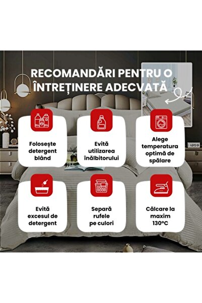 PATONE Damask Polycotton Bed Linen, 6 pieces, fitted sheet, grey