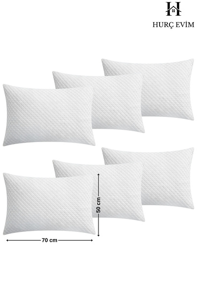 HURCEVİM 6'lı Antibakteriyel Kapitoneli Fermuarlı Yastık Koruyucu Alez Seti- 50x70 cm - Hijyenik Kılıf Seti