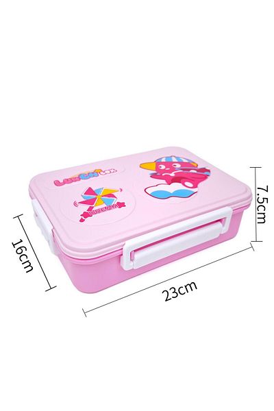 DNS Children's sandwich box for lunch and snack, made of solid plastic, 1100 ml, pink YSY3025-1