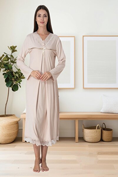 ByLohusa Cămașă de noapte pentru maternitate, maro Effortt