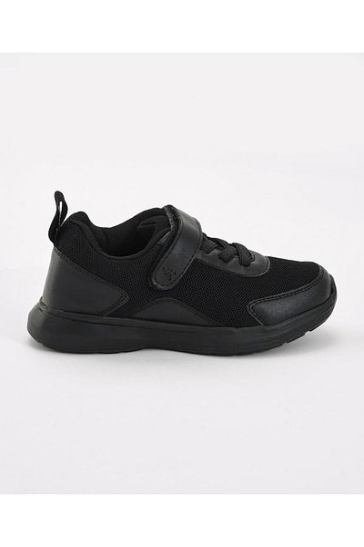 Pine kids Solid School Shoes with Velcro Closure - Black