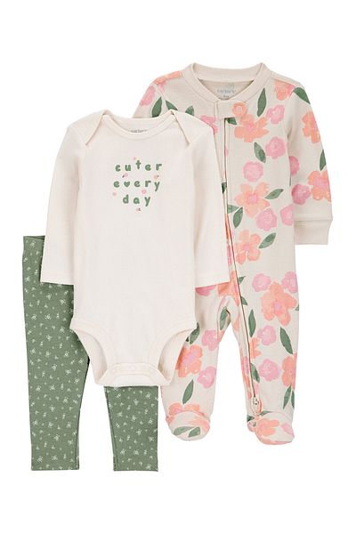 Carter's Baby Girl Ecru Jumpsuit Set