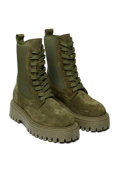 Bestello Lace-Up Elastic Thermo Sole Flat Boots 332-8030 Women's Boots